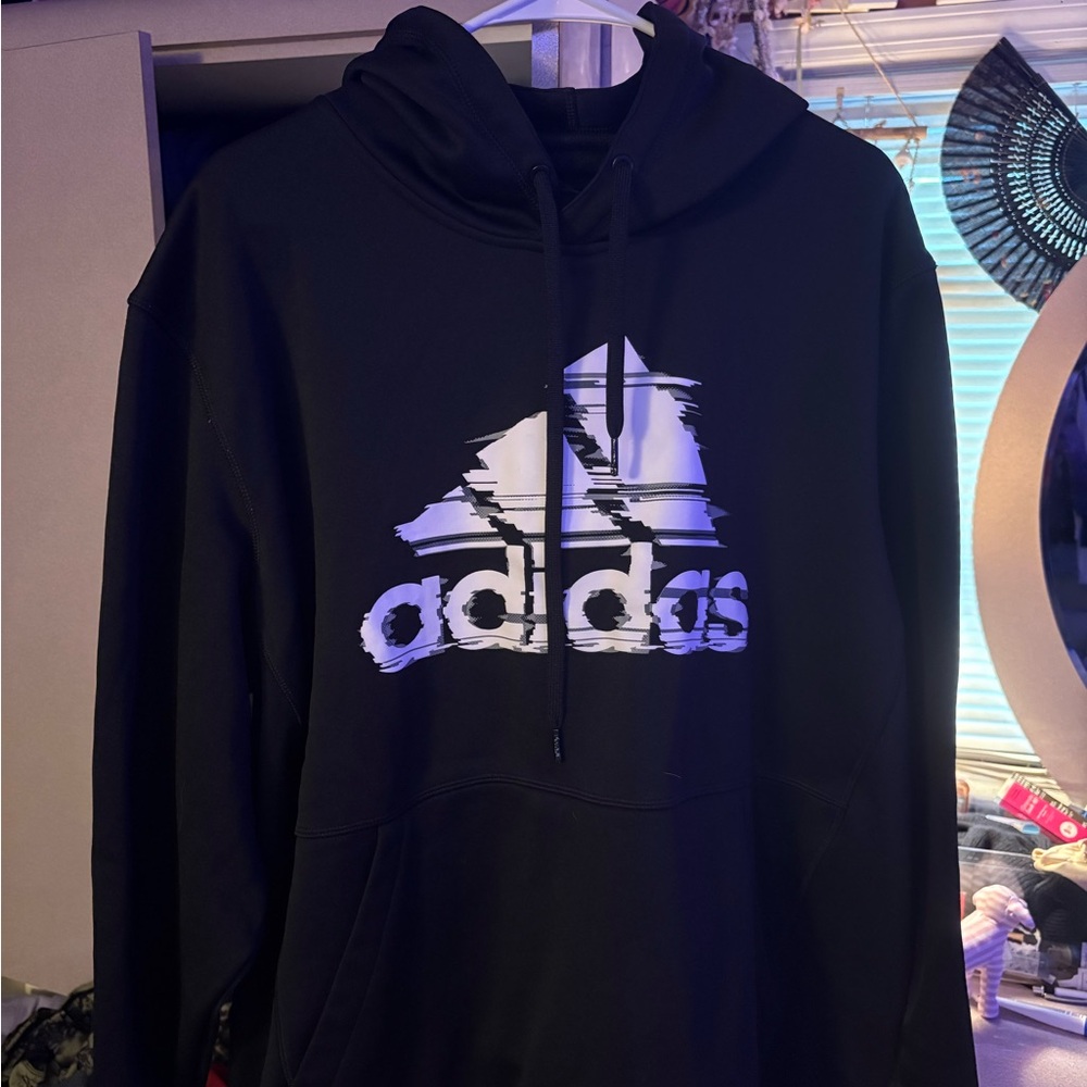 Adidas Men's Black Graphic Hoodie
